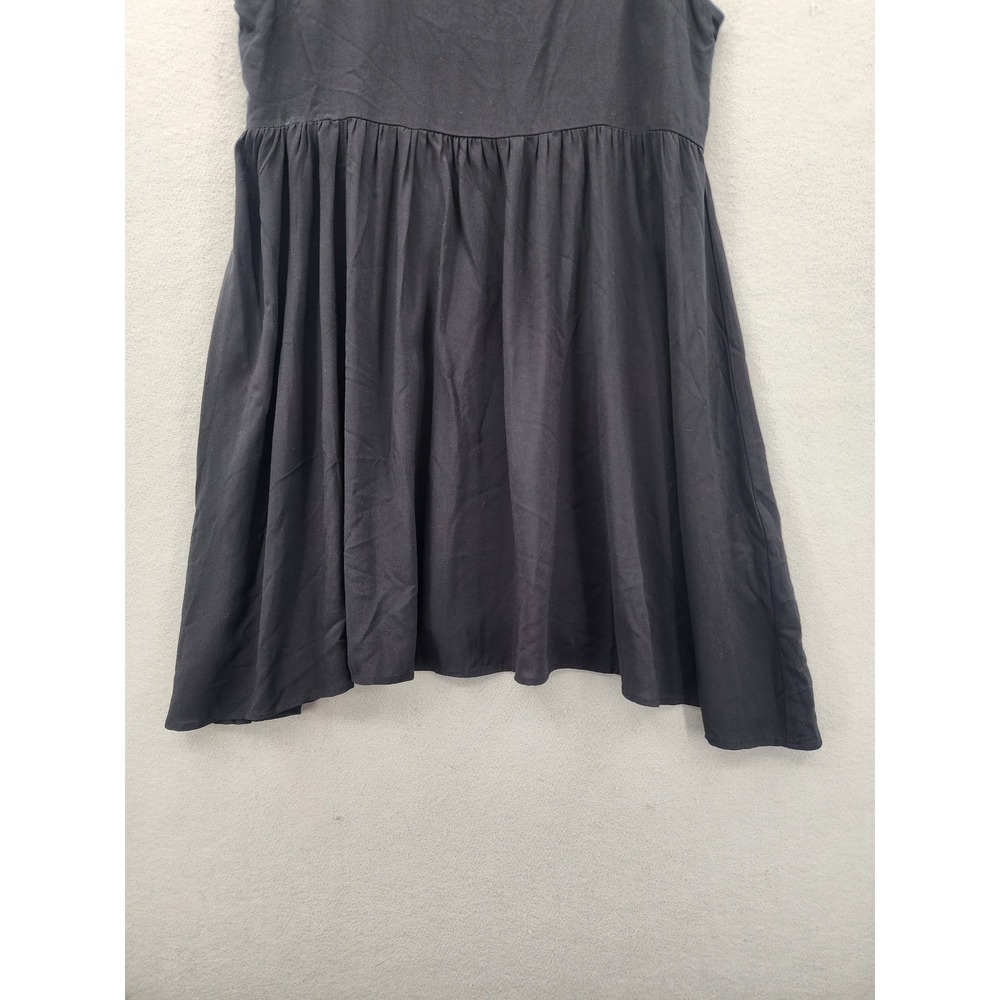Forever‎ 21 Black Tie Shoulder Babydoll Mini Dress Womens Medium NWT Summer Boho - Picture 4 of 10